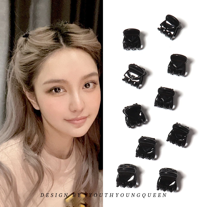 无金属亚克力/树脂发饰小抓夹黑色发夹侧边夏季女小号刘海夹前额