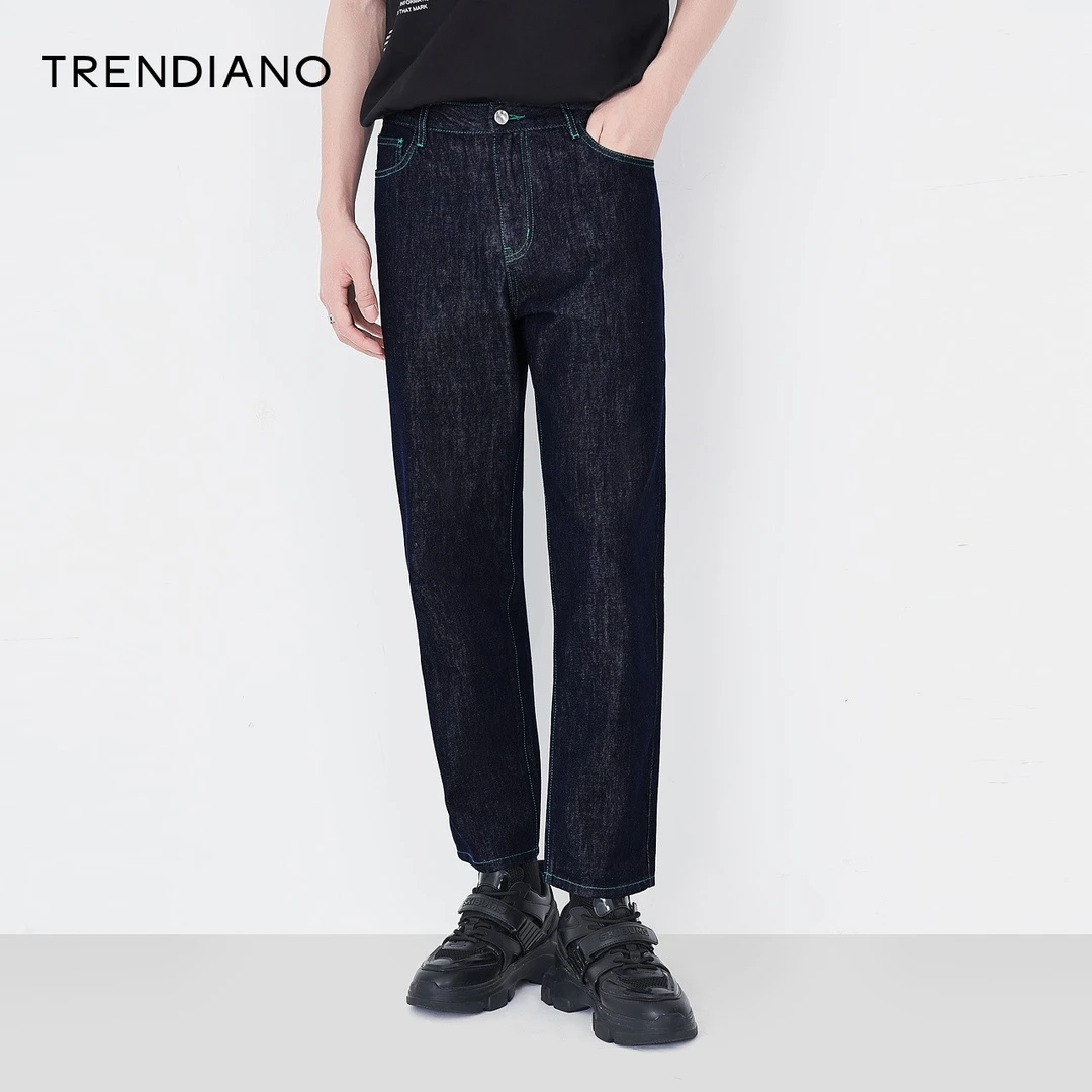 TRENDIANO2022潮流长裤牛仔裤男士直筒休闲裤3WC306337P
