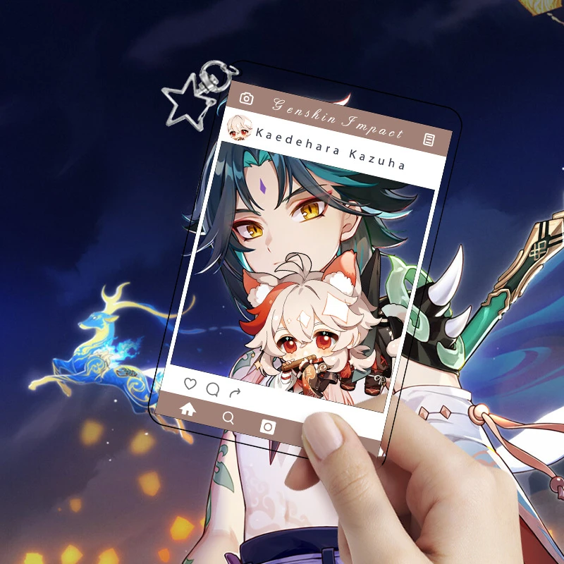 精美神游戏角色原创合影卡挂件枫原万叶神里绫华罗莎莉亚优菈周边