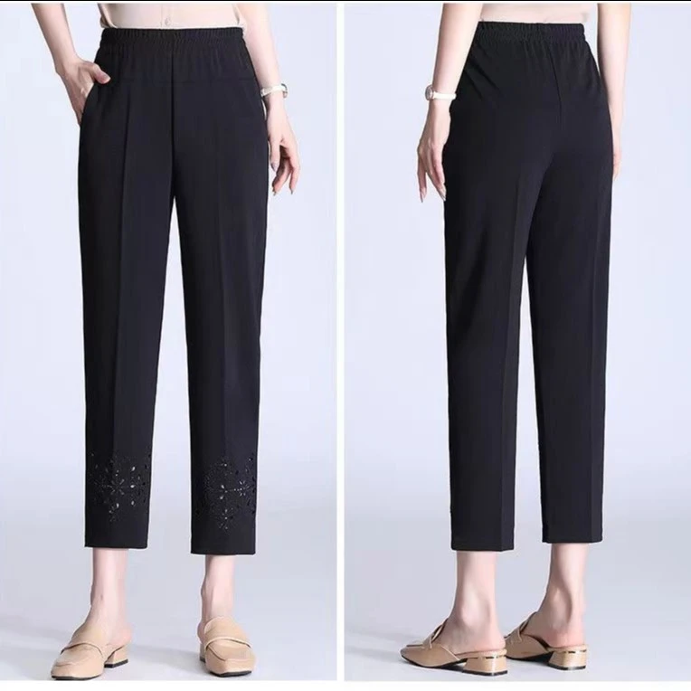 2025新款中老年妈妈，奶奶夏季时尚减龄薄款镂空九分裤