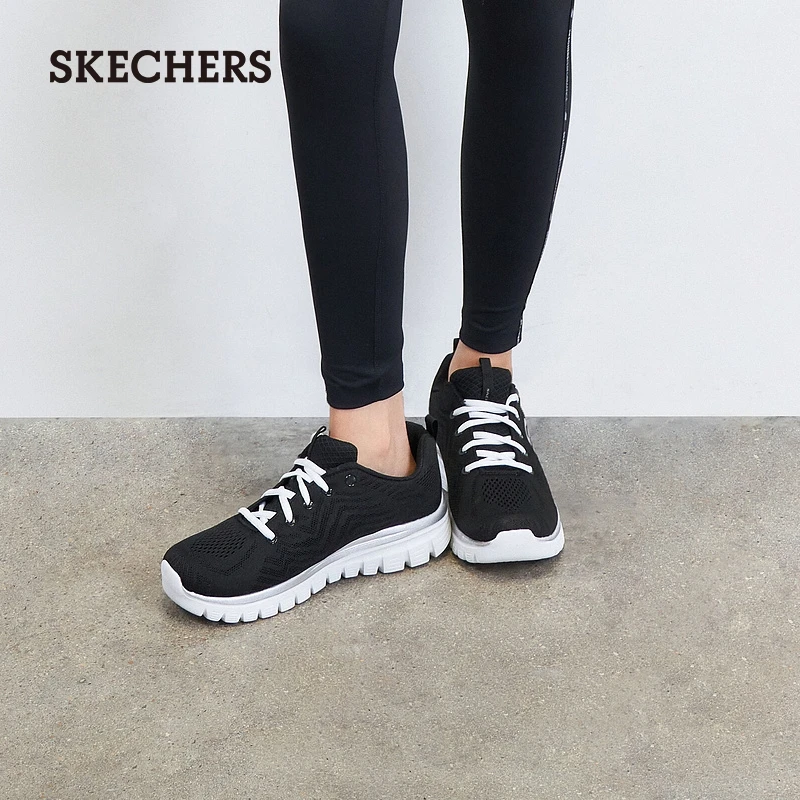 Skechers斯凯奇12615春夏女士轻便网布透气休闲鞋简约缓震跑步鞋