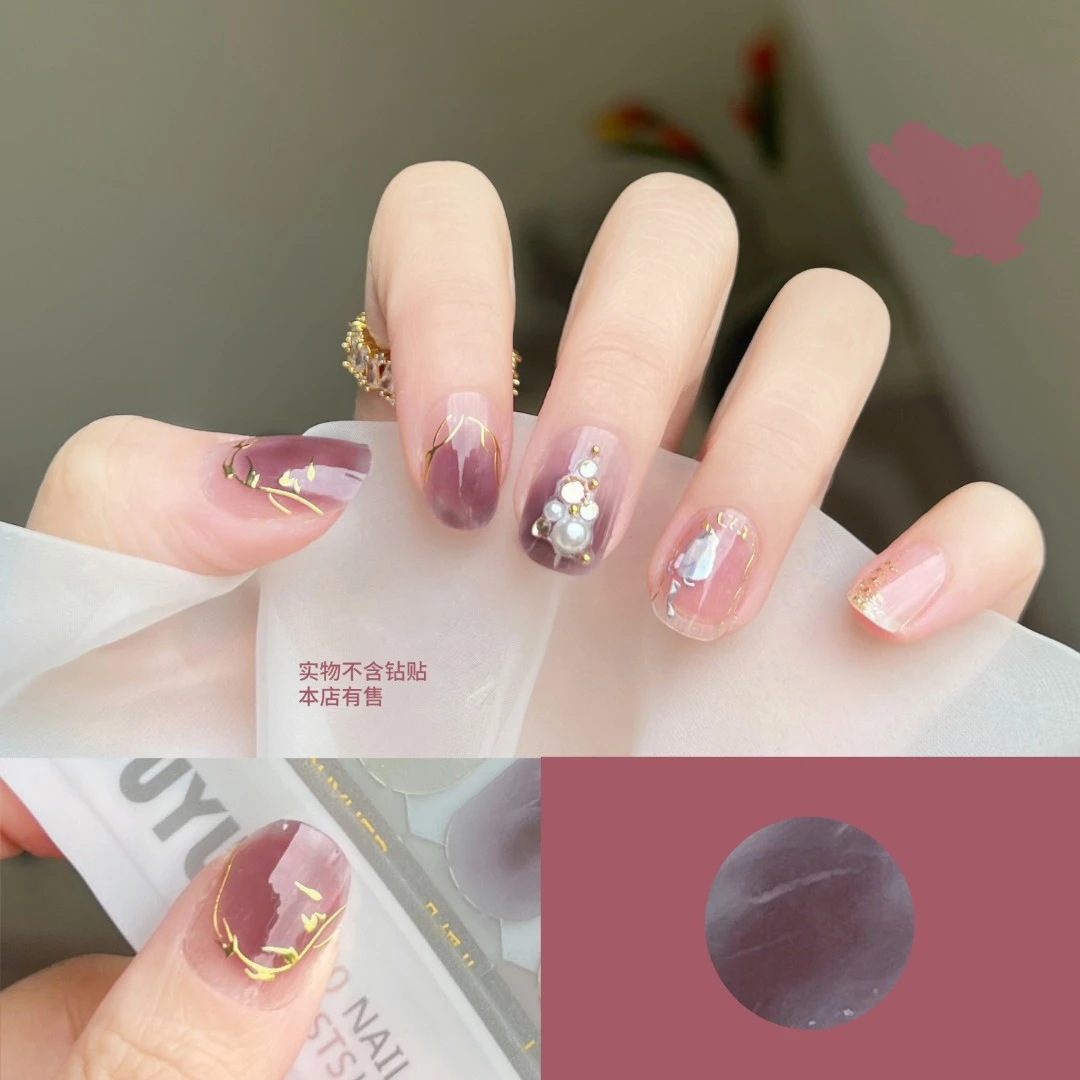 【免照灯】【旋涡】朵媛儿美甲贴甲油膜22指/套防水穿戴甲流行小清新