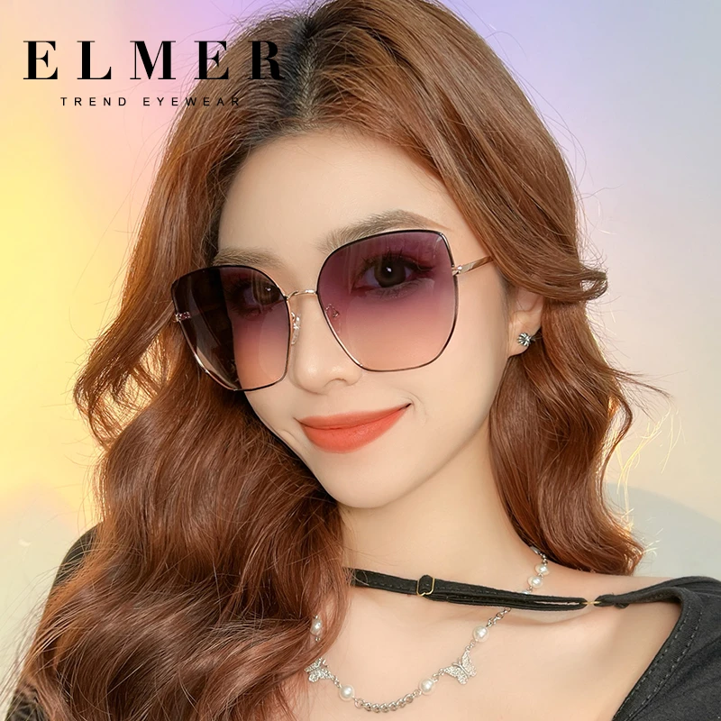 ELMER新款潮防紫外线太阳眼镜韩版大脸偏光墨镜女夏季高级感ins
