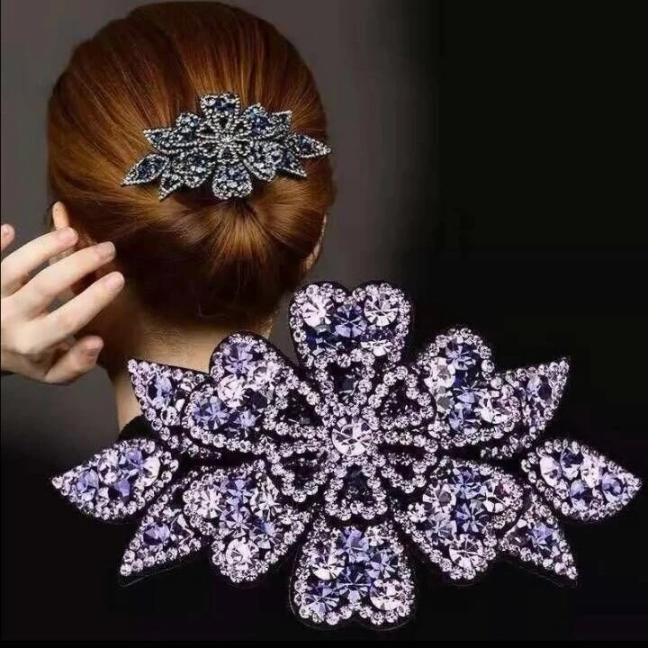 锌合金玻璃发饰 锌合金玻璃发饰韩版花朵弹簧夹横夹发卡发饰