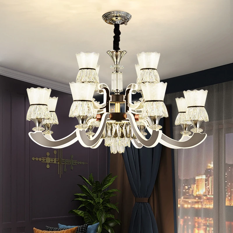 水晶吊灯客厅灯具现代简约轻奢欧式2025年新款高档大气餐厅灯套餐