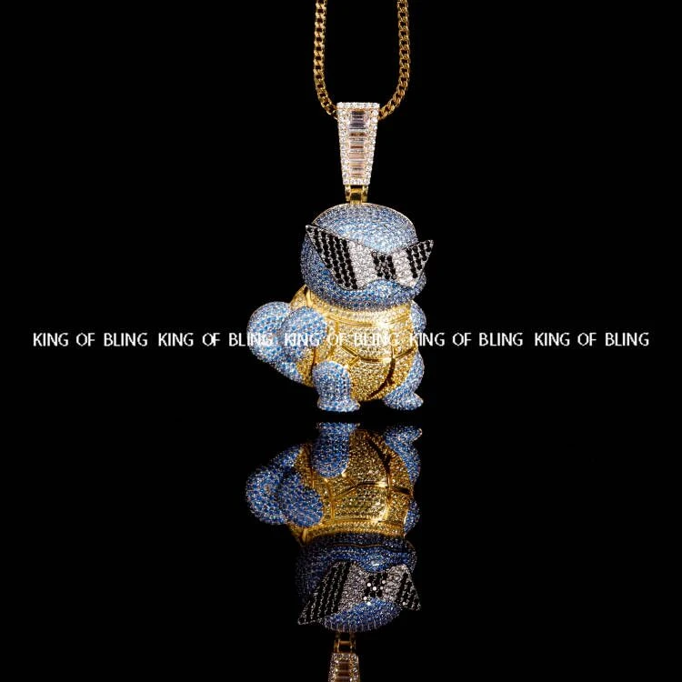 铜合金合成锆石吊坠 神奇宝贝杰尼龟嘻哈配饰欧美时尚