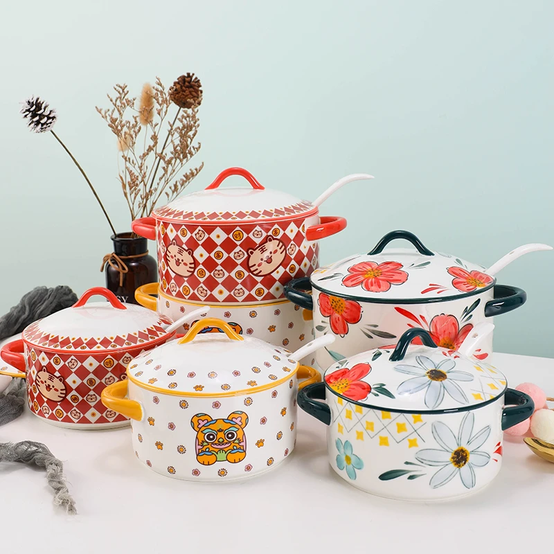 家用陶瓷个性可爱汤面碗食品级耐高温猪油罐装油壶放调料罐子调味