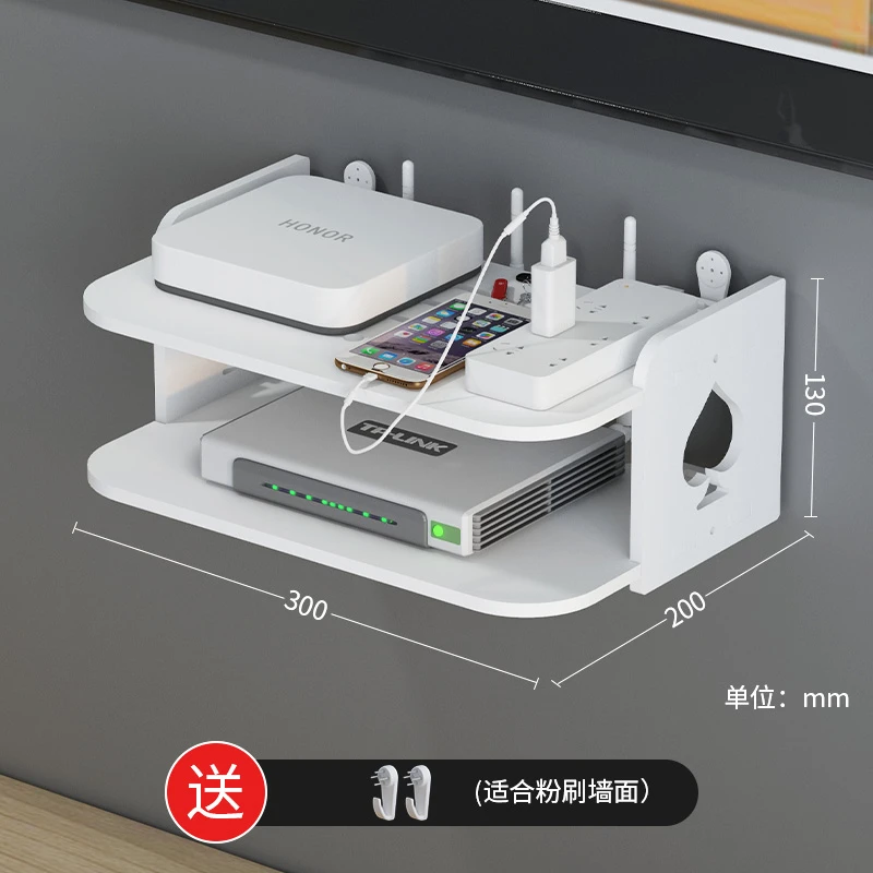 客厅电视机顶盒架墙上置物架路由器收纳盒壁挂卧室装饰隔板免打孔