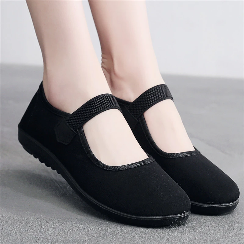 京睿老北京布鞋女单鞋黑色工作鞋妈妈鞋舞蹈鞋广场舞一带鞋酒店鞋