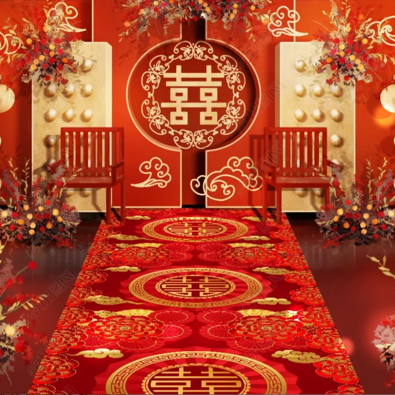 【客厅地毯工厂】水晶绒结婚红色婚房走廊地毯大红（拍几个发几米长）