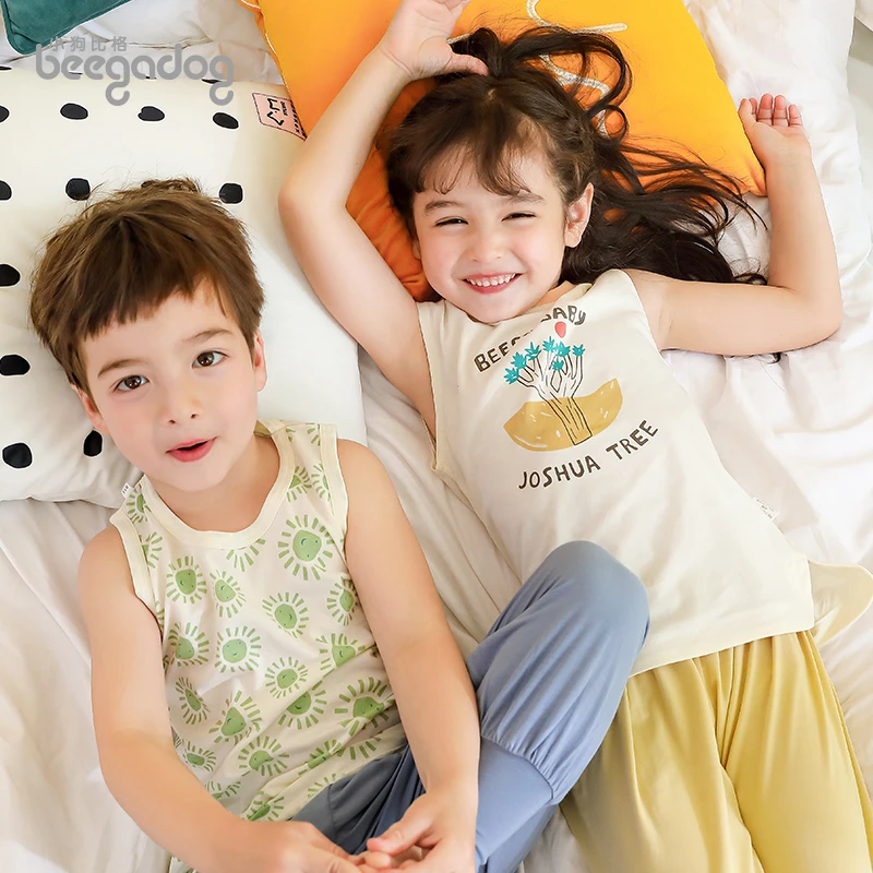 小狗比格儿童纯棉背心透气薄男女宝宝卡通无袖背心夏季7180/7160