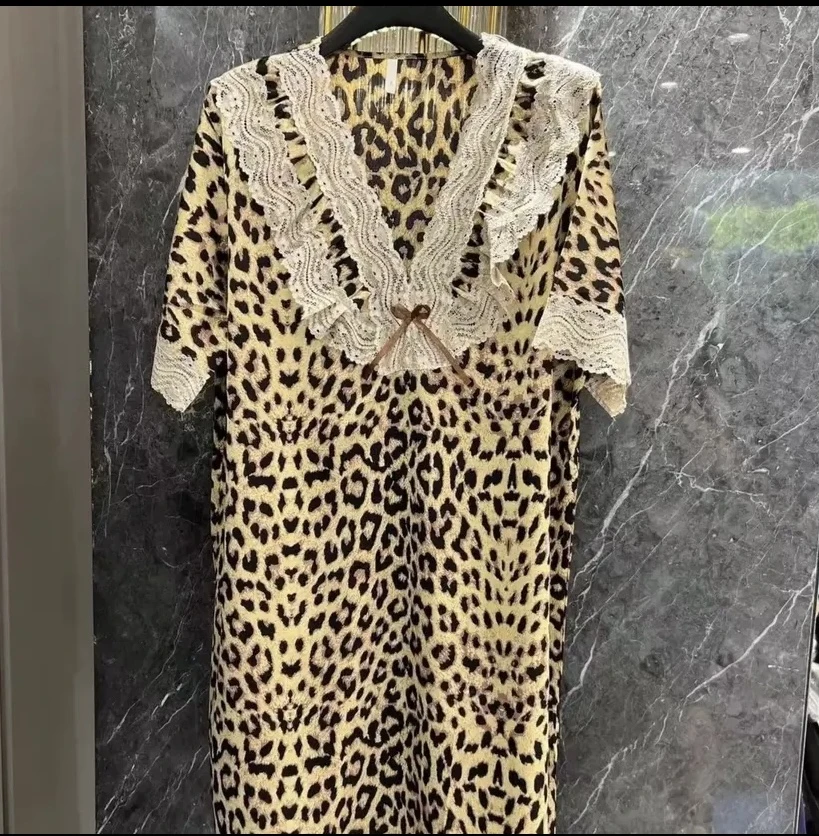 2023性感豹纹睡衣裙