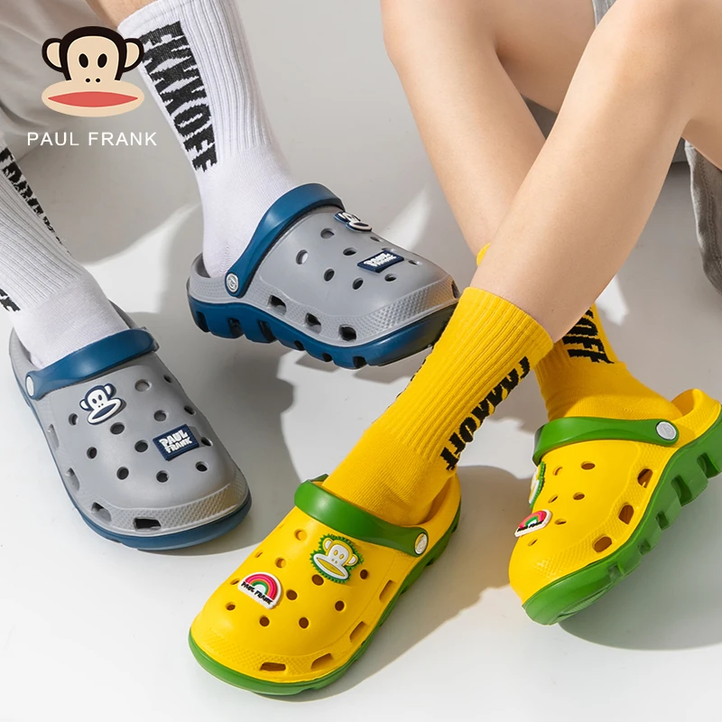 paul frank/大嘴猴透气洞洞鞋男女外穿沙滩浴室防滑情侣拖鞋女士