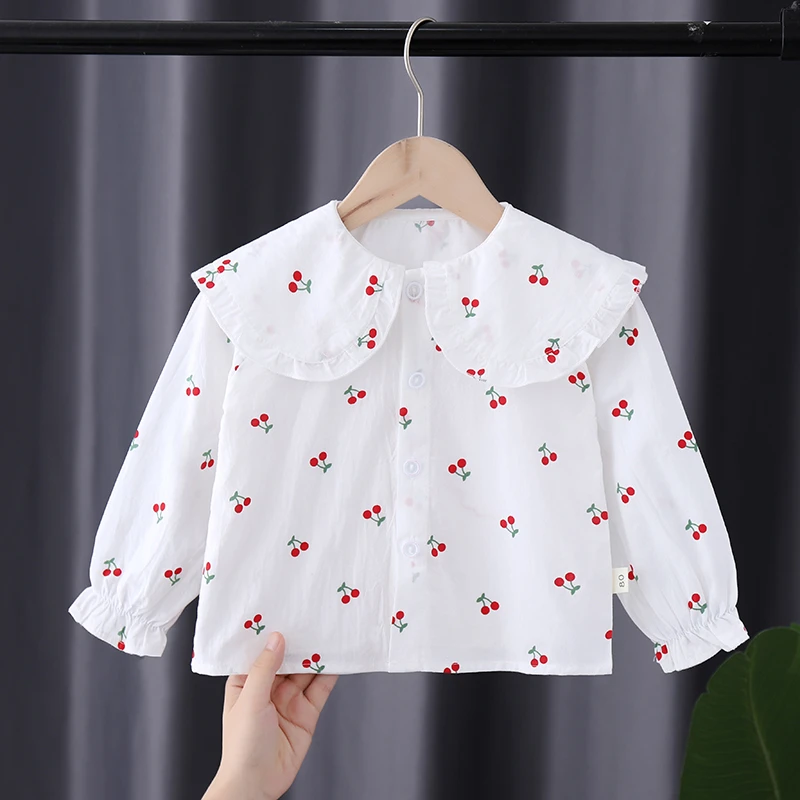 女童衬衫2022春秋女宝宝长袖娃娃衫春秋洋气衣服小女孩衬衣