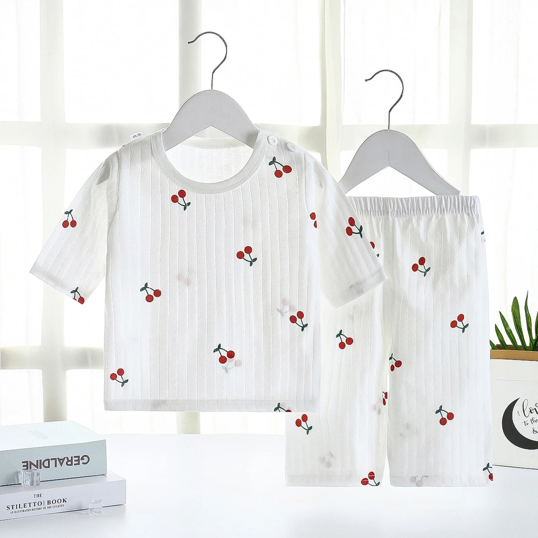 儿童家居服夏季薄款 小童空调服夏装宝宝睡衣婴儿纯棉儿童款睡衣