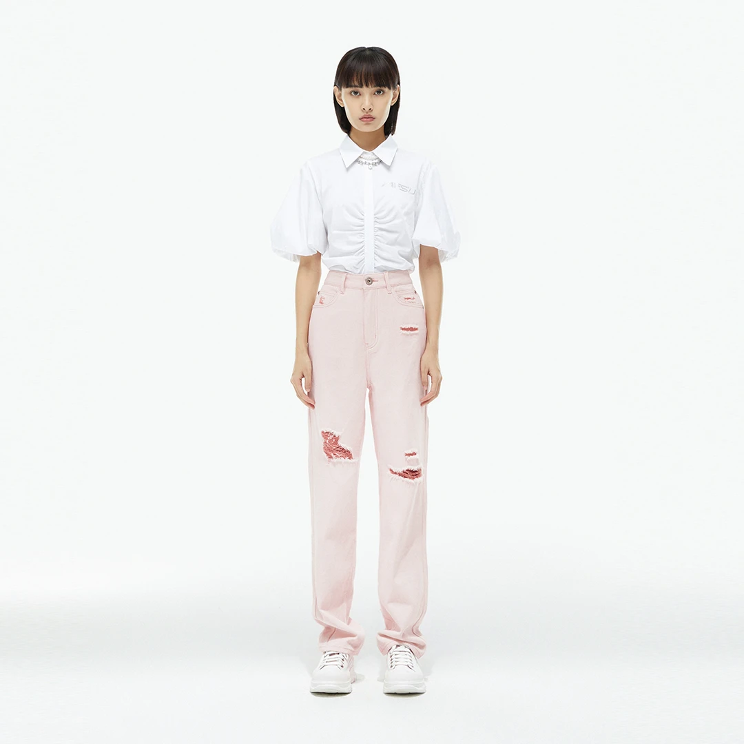 Marisfrolg.SU玛丝菲尔素休闲低腰宽松直筒牛仔裤 B1BW25045