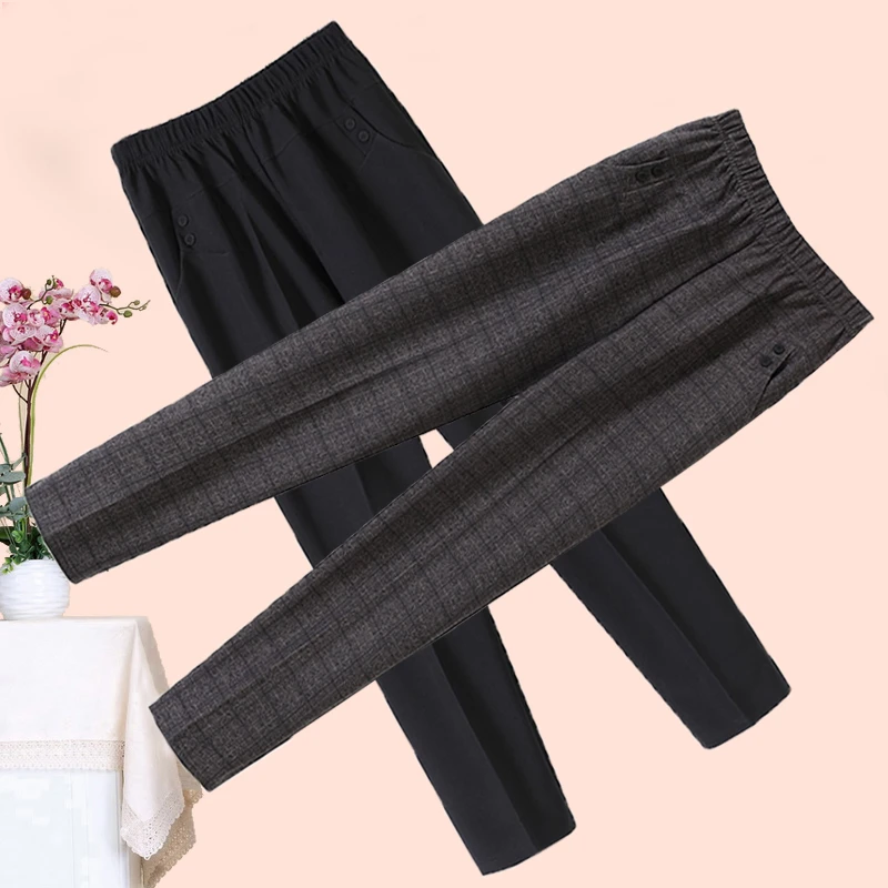 中老年女装春秋新款直筒裤奶奶休闲裤老太太妈妈装透气舒适长裤子