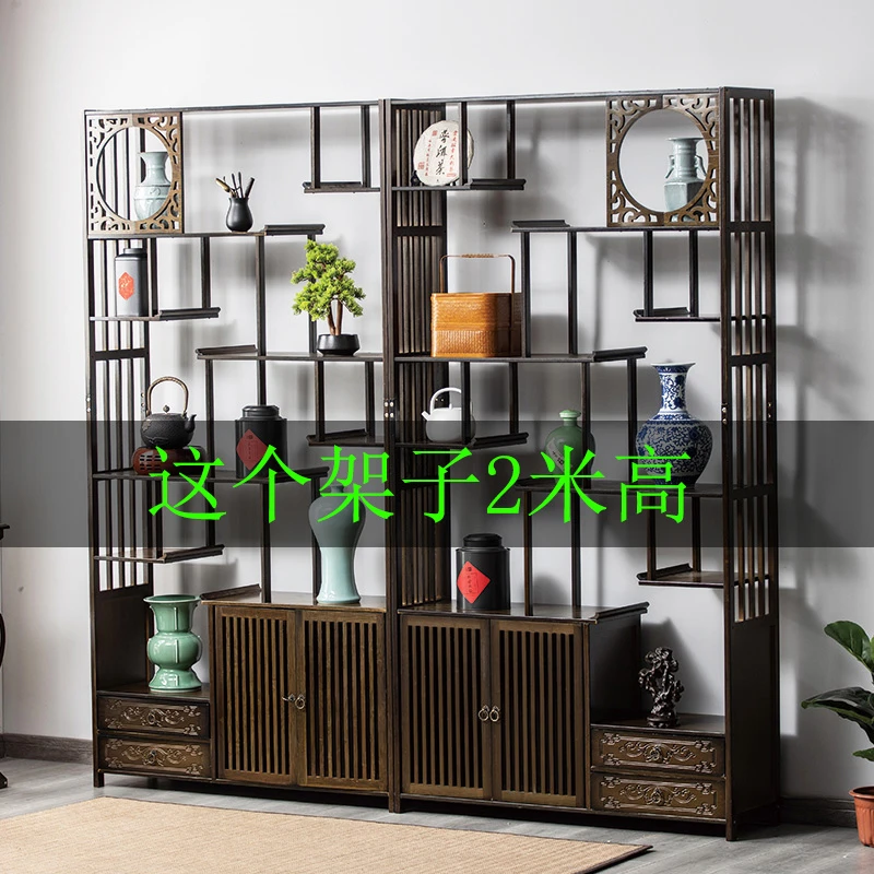 中式博古架茶柜架普洱茶叶展示架古董摆件柜茶室茶具紫砂壶置物架
