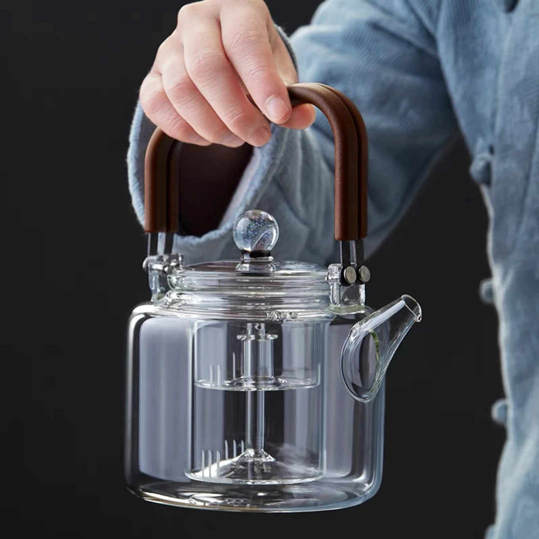 耐热高硼硅玻璃壶新羽煮茶壶蒸煮一体提梁壶