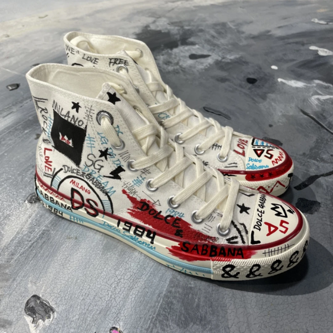 MUWEILIU/木卫六原创涂鸦DS嘻哈风高帮潮流小白鞋潮鞋M017