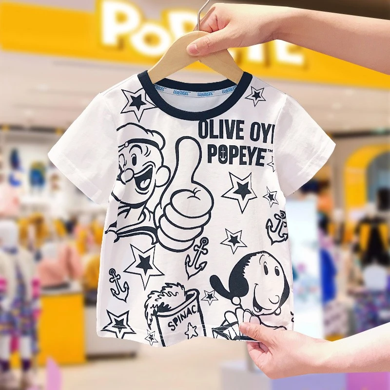 大力水手/POPEYE 儿童夏季新款T恤男女童短袖上衣宝宝童装2PXT24