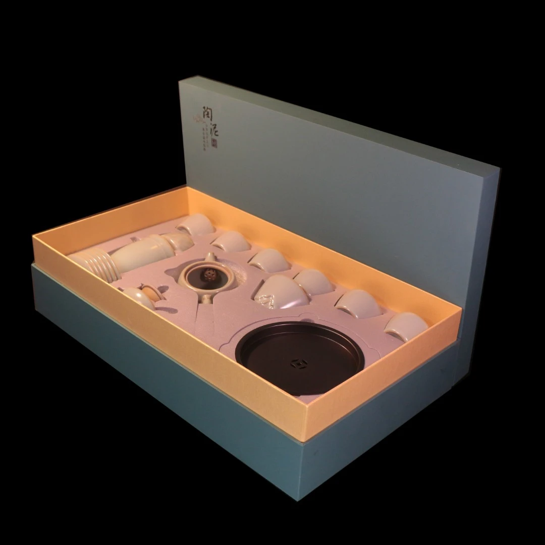 陶泥青色套组茶壶茶杯茶盘公道杯家用送人送礼礼盒