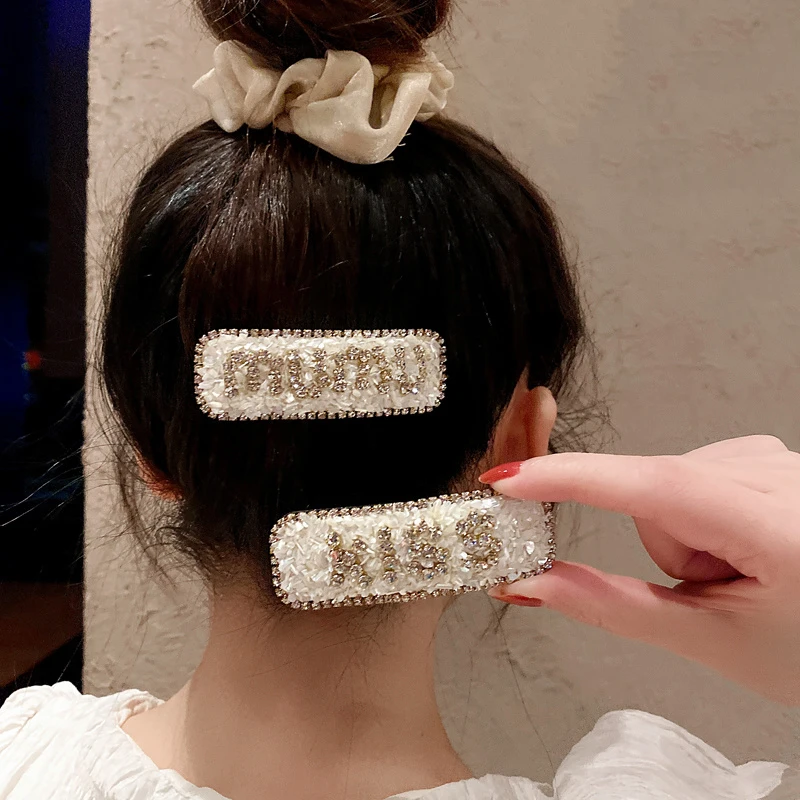 思朵 铜合金合成锆石发饰 新款发夹女水钻一字夹侧边刘海碎后脑勺
