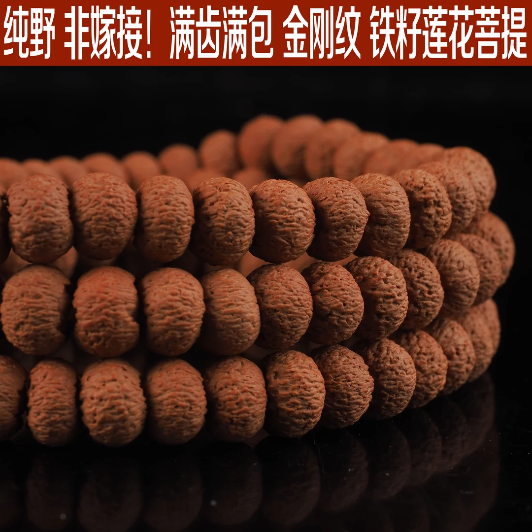 雨夜夫妻档纯野非嫁接！满齿满包金刚纹铁籽莲花菩提文玩好物