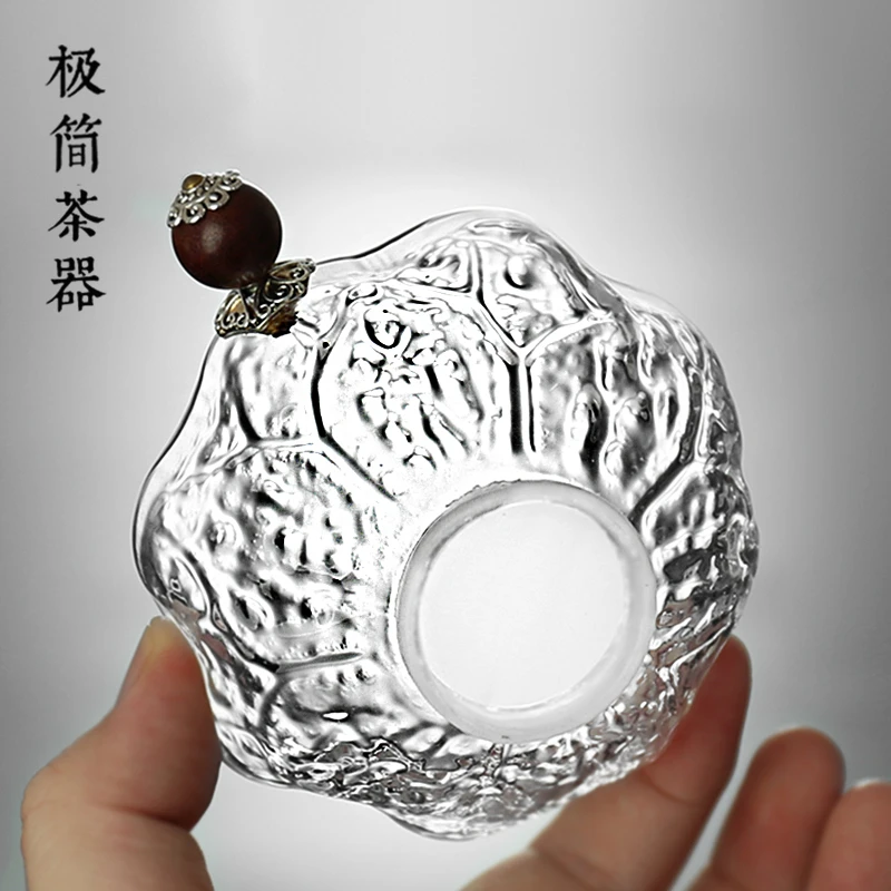 日式创意核桃锤纹玻璃茶漏纱布网超细茶叶茶滤耐热公道杯茶具配件