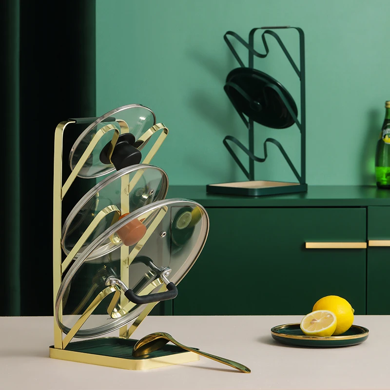 厨房置物架轻奢锅盖锅菜板收纳架台面收纳支架多功能三层锅盖架