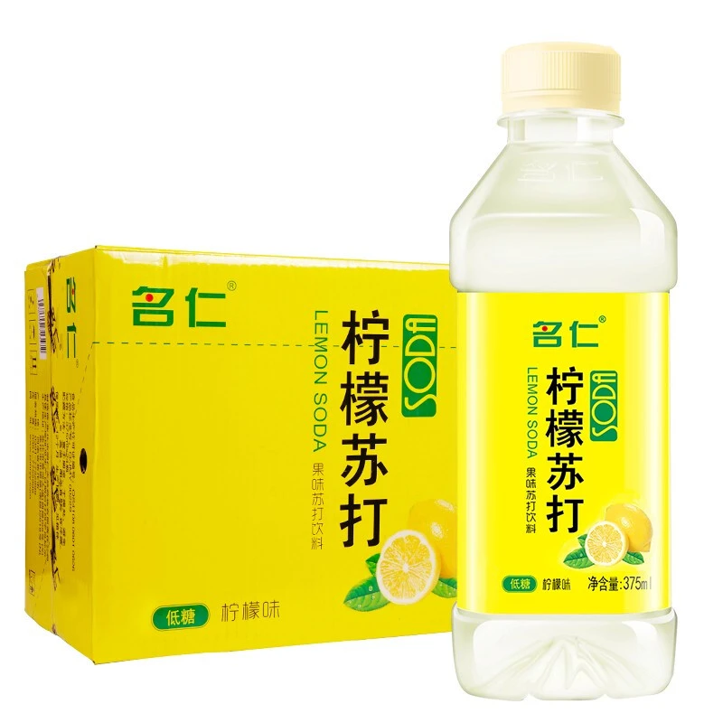 名仁 柠檬苏打水饮料375ml*12瓶/24瓶果味含有维生素c低糖整箱