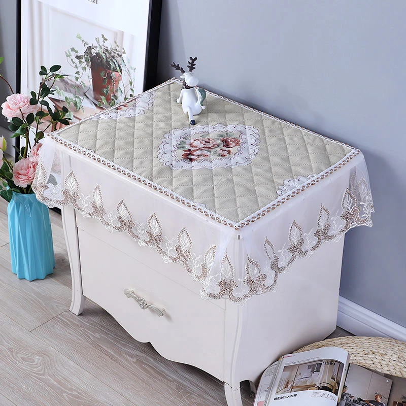 【HD】床头柜罩盖巾 欧式床头罩多用巾 盖布小桌防尘巾加厚印花精致
