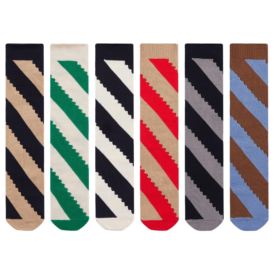 新款日本潮牌三宅斜纹洞洞袜走秀袜镂空条纹ins堆堆网红女袜拼接