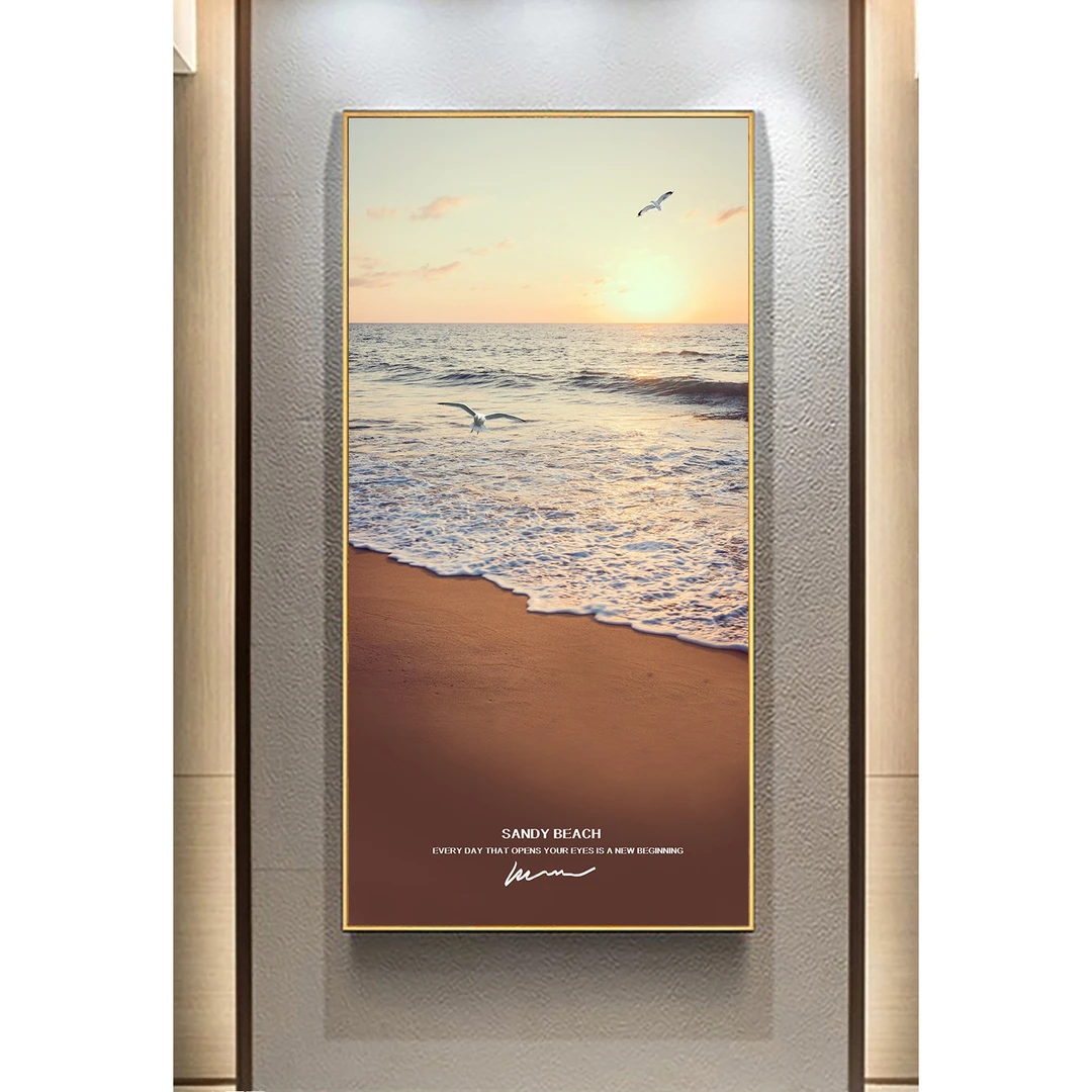 海洋风景大气现代轻奢简约玄关装饰画过道背景墙壁画晶瓷高端挂画