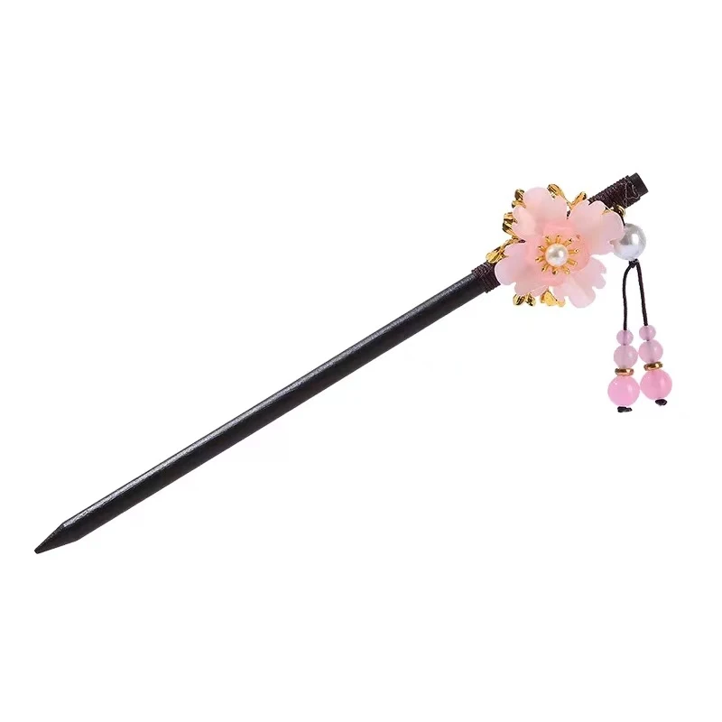 桃木发簪古风步摇旗袍汉服珍珠流苏