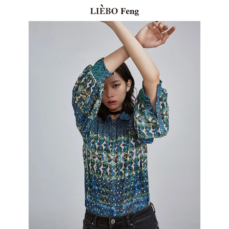 【裂帛】LIEBOFeng复古风银丝烫银梭织衬衫7321118003