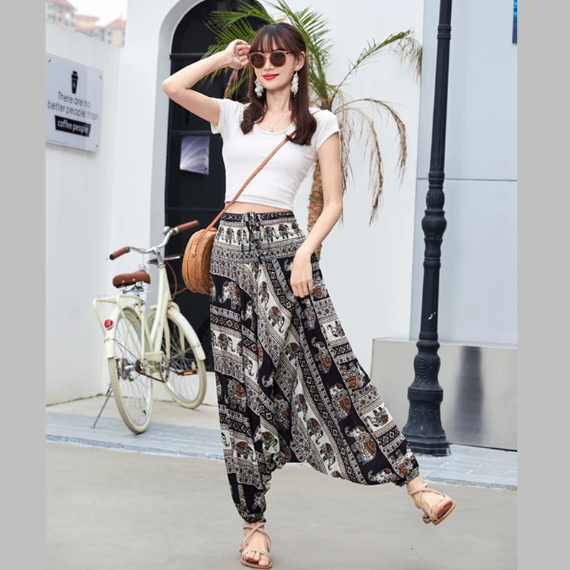 2022泰国阔腿裤夏季超薄低档裤两穿宽松连体裤休闲百搭瑜伽灯笼裤