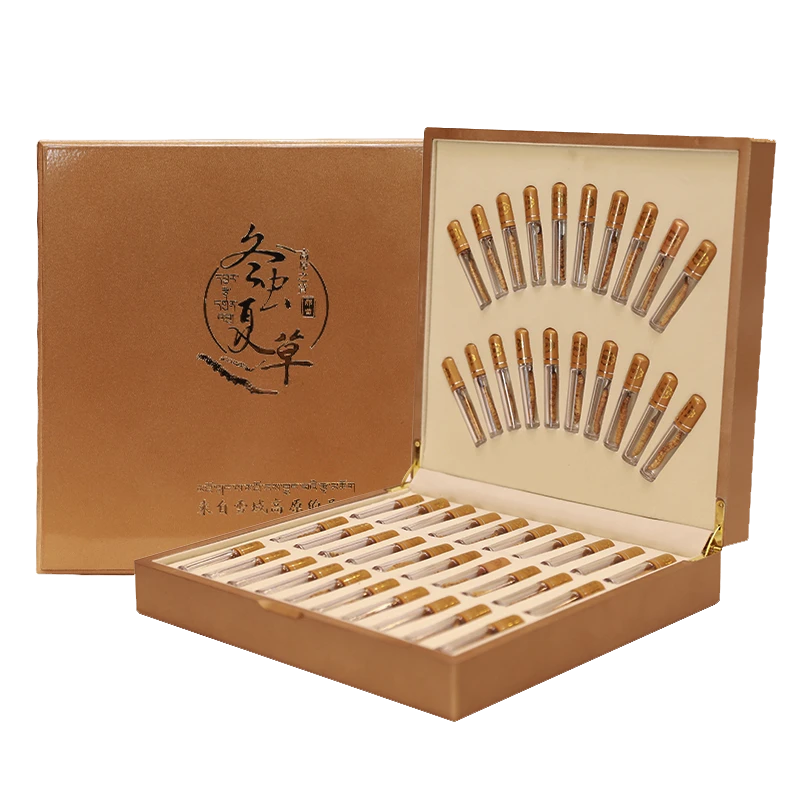藏华强冬虫夏草精选高品质高洁净虫草50条装水晶管礼盒装送礼养生