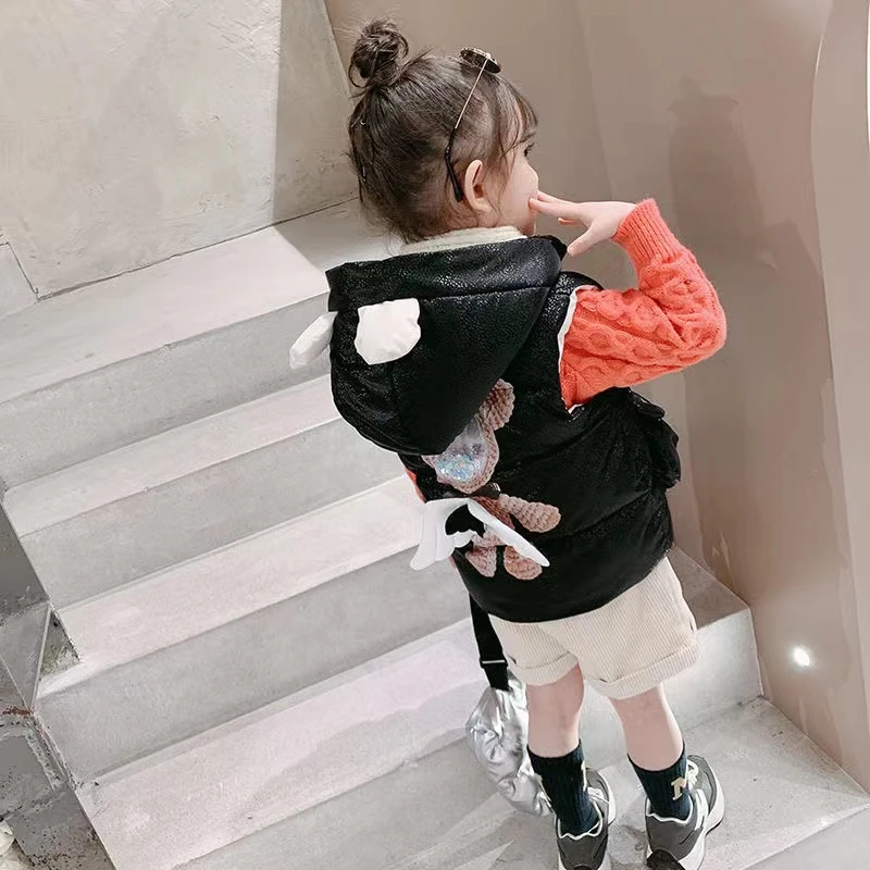 女童个性马甲背心外穿秋冬加厚坎肩免洗儿童保暖洋气韩版时髦外套