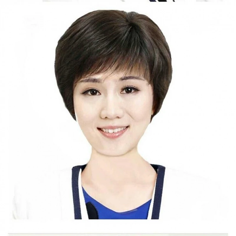中老年假发女短发送妈妈奶奶高温丝短直发丝化疗假发自然逼真