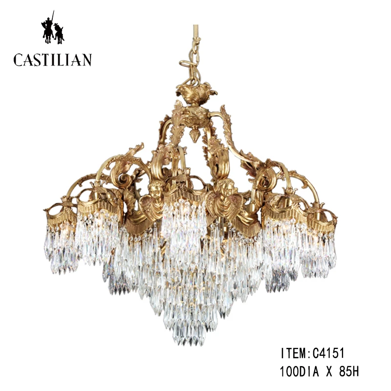 派力斯/大气铜配水晶大吊灯/居家客厅装饰酒店吊灯(8+4)/Chandeli