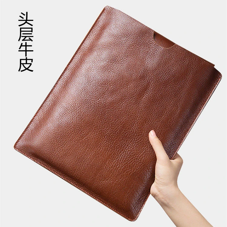 头层牛皮电脑包苹果M2新款M1 华为 13/14.2D16内胆包真皮笔记本套