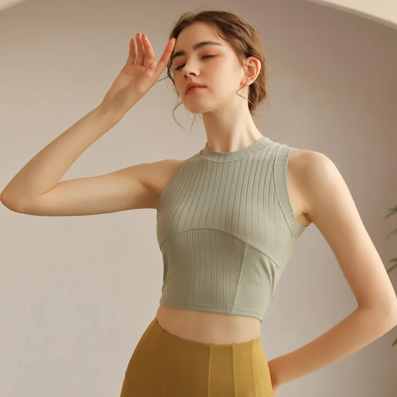 【艺右异左】防震带胸垫背心跑步上衣美背文胸健身瑜伽服夏薄款