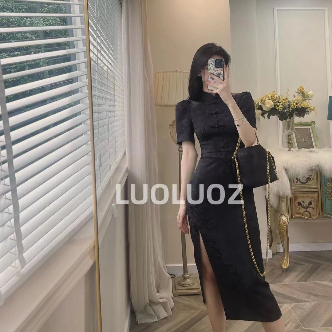 【现货】LUOLUOZ【暗香疏影】新中式改良设计开叉连衣裙5722收腰