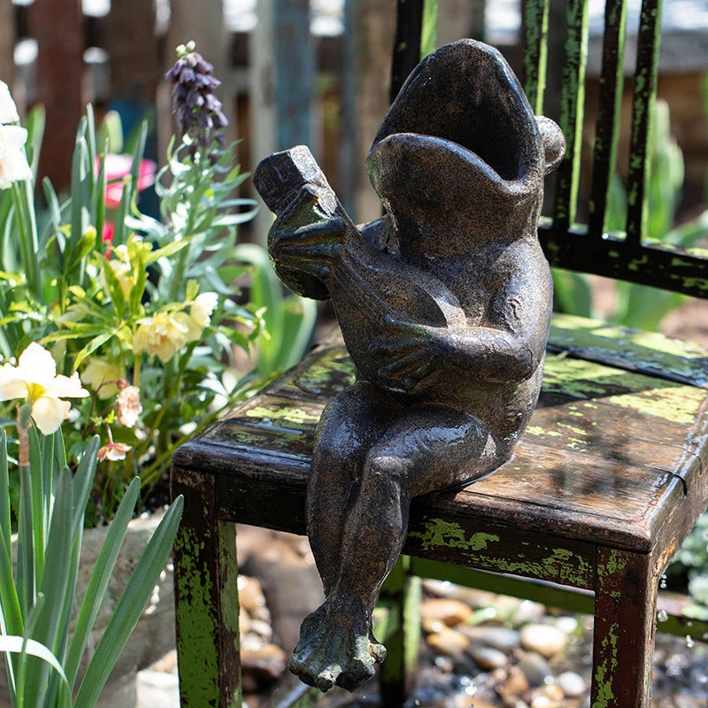 掬涵弹琴青蛙花盆器摆件庭院花园艺杂货别墅户外墙壁装饰招财创意