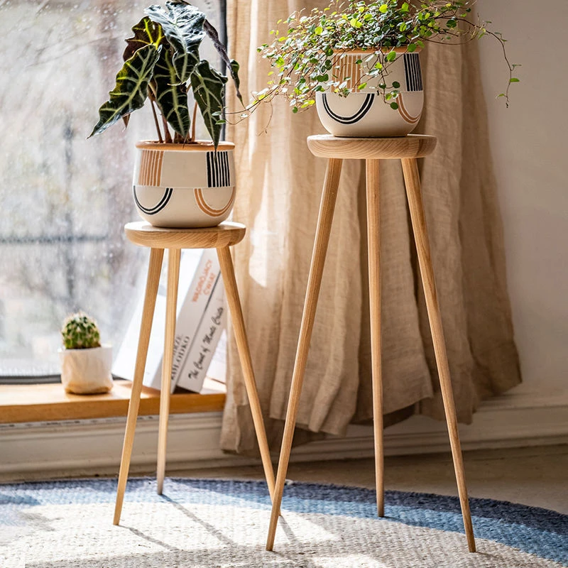 掬涵实木花架客厅置物架花几阳台落地花盆架多肉吊兰绿萝植物架