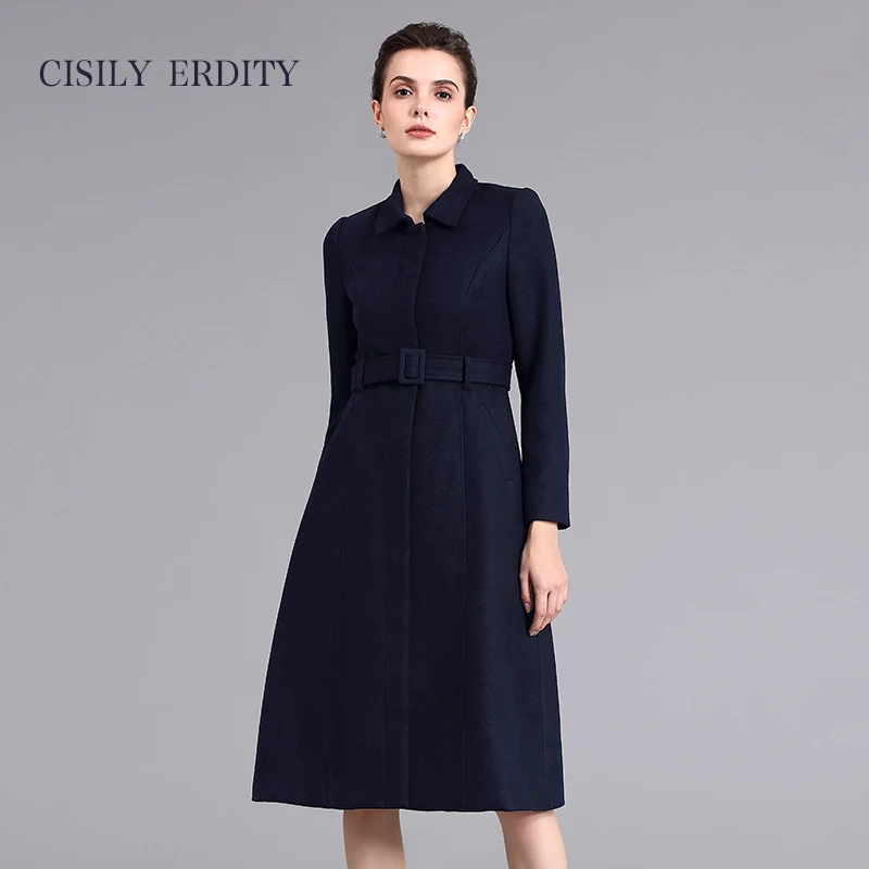时尚西装呢子大衣毛呢外套女中长款呢子工装大衣售楼部工作服厚款