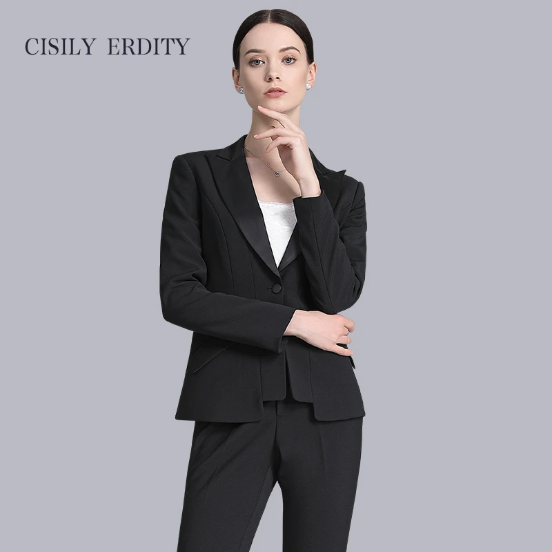 撞色职业套装女正装气质西装置业顾问售楼部美容师前台酒店工作服