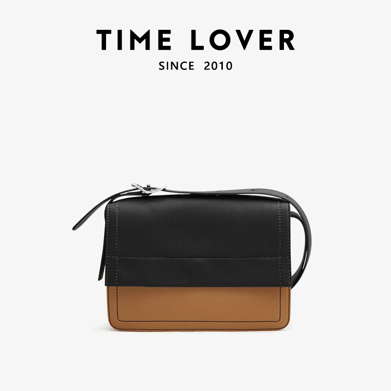 TIMELOVER2024新款皮特包休闲简约斜挎肩包复古方包翻盖单肩女包