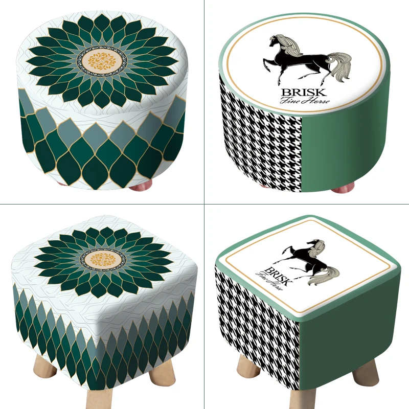 北欧家用方形圆形蘑菇凳套防尘罩创意小凳子客门厅小板凳套脚墩套